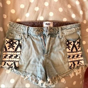 Paige Designer Distressed Denim Shorts